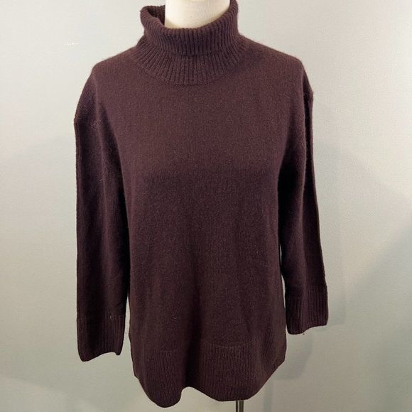 NWOT NORDSTROM Signature Funnel Neck Cashmere Sweater in Brown Chocolate (XS) - Picture 3 of 9